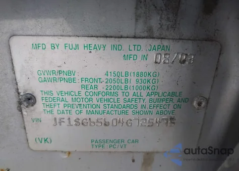 2004 Subaru Forester 2.5Xs z USA, uszkodzony, nr VIN JF1SG65604G725475